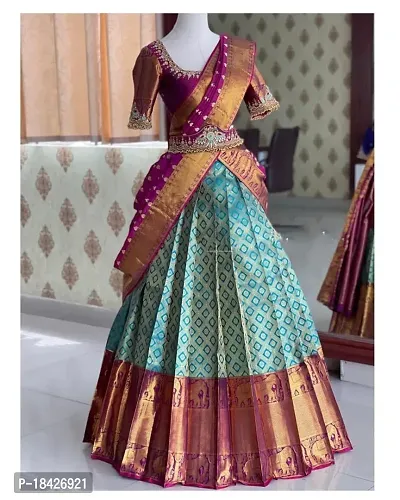 Stylish Multicoloured Banarasi Silk Un-stitched Lehenga Choli Set For Women