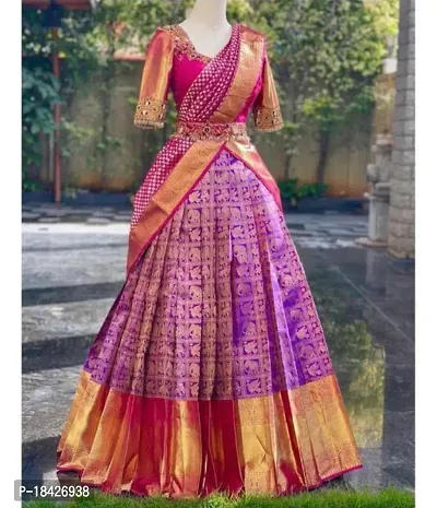 Stylish Multicoloured Banarasi Silk Un-stitched Lehenga Choli Set For Women-thumb3