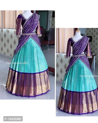 Stylish Multicoloured Banarasi Silk Un-stitched Lehenga Choli Set For Women-thumb3