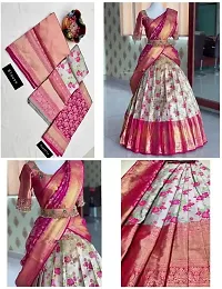 Stylish Multicoloured Banarasi Silk Un-stitched Lehenga Choli Set For Women-thumb1