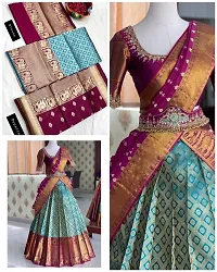 Stylish Multicoloured Banarasi Silk Un-stitched Lehenga Choli Set For Women-thumb3