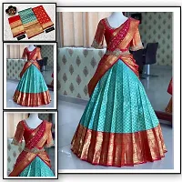 Stylish Multicoloured Banarasi Silk Un-stitched Lehenga Choli Set For Women-thumb1