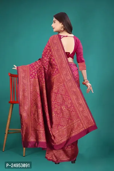 Classic Art Silk Jacquard Saree with Blouse piece-thumb3