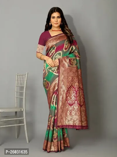 Beautiful Art Silk Embellished Saree With Blouse Piece-thumb0