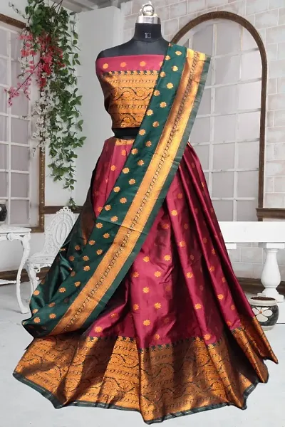 Art Silk Jacquard Semi Stitched Lehenga Choli Dupatta Set