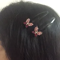 FURE Pink Small Butterfly Rhinestone Snap Hair Clip for Women-thumb1