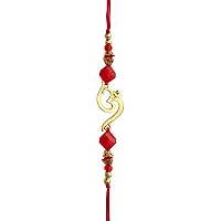 FURE Om Beads Rakhi (Golden)  P Initial Brooch for Brother-thumb1