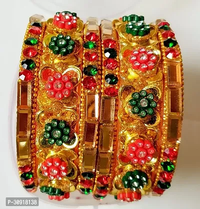 Elegant Multicoloured Brass Cubic Zirconia Bangles/ Bracelets For Women Pack of 6