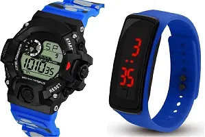 ZUPERIA Multi-Functional Digital Blue Watches for Boys & Men (Pack of 2)-thumb1