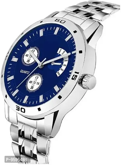 ZUPERIA Stainless Steel & Magnetic Chain Analog Watch Combo for Men & Women (Blue)-thumb2