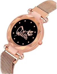 ZUPERIA Magnetic Strap Queen Dial Analogue Watch with Fancy Bracelet for Girls & Women (Rose Gold & Black2)-thumb2