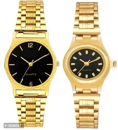 Women's & Girl's Watch (Gold Colored Strap) (Pack of 2)-thumb0