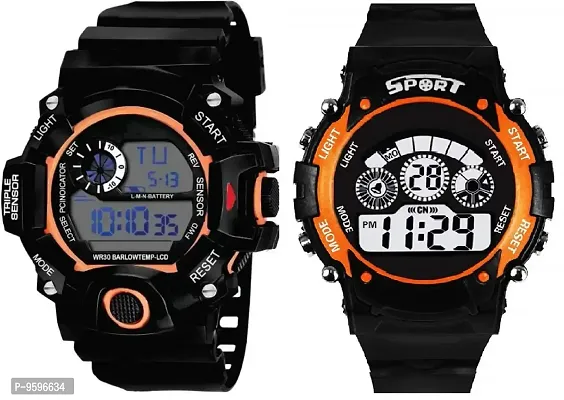 Buy Zuperia Digital Men s Boys Watch Orange Dial Black Colored