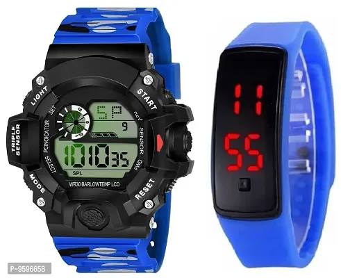 ZUPERIA Multi-Functional Digital Blue Watches for Boys & Men (Pack of 2)