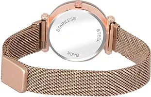 ZUPERIA Combo of Prism Glass Crystal Chain and Magnetic Strap Analog Watches for Men & Women (Rosegold)-thumb3