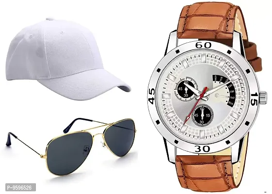 ZUPERIA Men's & Boy's Round Sunglasses With Analogue Watch & Cap