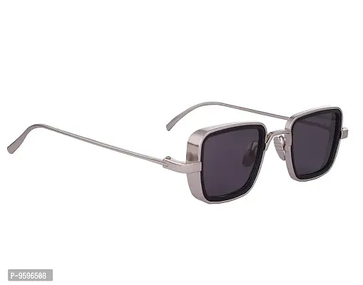 ZUPERIA Square Frame Black Sunglasses For Boys & Men (Silver)-thumb0