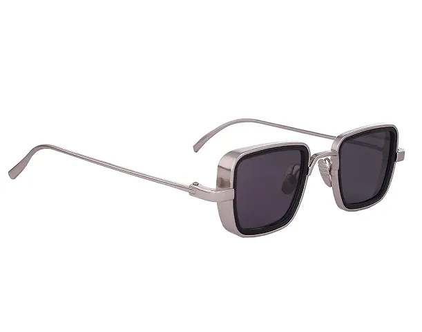 ZUPERIA Square Frame Black Sunglasses For Boys & Men (Silver)