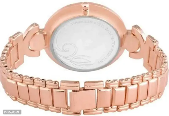 Zuperia Diamond Studded Rose Gold Watch & Bracelet Combo Set for Girls & Women-thumb2