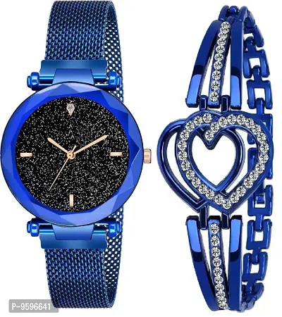 Zuperia Fancy Bracelet with Analog Watch for Girls & Women (Blue1)