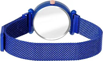 ZUPERIA Combo of Prism Glass Crystal Chain and Magnetic Strap Analog Watches for Men & Women (Blue)-thumb3