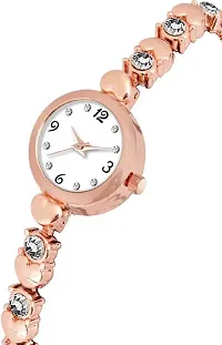 ZUPERIA Bracelet Chain Diamond Studded Analogue Watch for Girls & Women (Silver White Stone)-thumb1