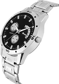 ZUPERIA Stainless Steel & Magnetic Chain Analog Watch Combo for Men & Women (Black)-thumb2