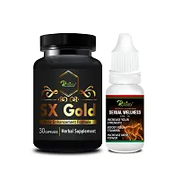 SX Gold Herbal Capsules and Sexual Wellness Oil For improve Men Sexual Stamina | Increase Power and Performance - 30 Capsules, 15 ml-thumb1