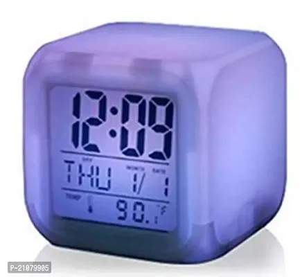 Plastic Digital Alarm Clock with Automatic 7 Colour Changing LED Date Time Temperature Digital Alarm Clock YELLOW 01-thumb0