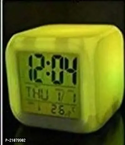 Plastic Digital Alarm Clock with Automatic 7 Colour Changing LED Date Time Temperature Digital Alarm Clock C GREEN-thumb0