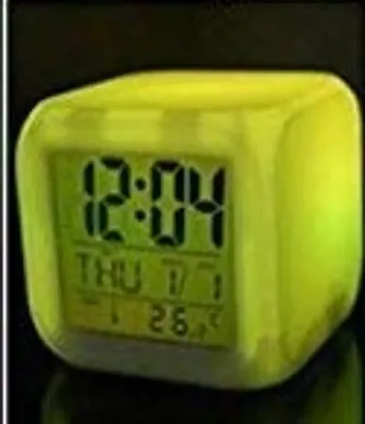 Plastic Digital Alarm Clock with Automatic 7 Colour Changing LED Date Time Temperature Digital Alarm Clock C GREEN