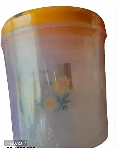 Storage Container Durable Plastic Floral Design Food Kitchen Organizer With Lid Pack Of 3 1L, 2L, 3L (Yellow)