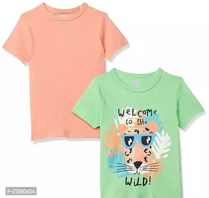 Stylish Multicoloured Cotton Printed T-Shirt For Girl Pack Of 2