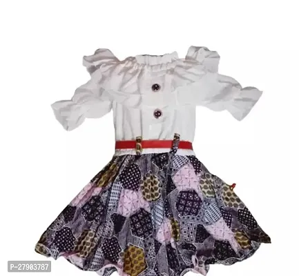 Stylish White Cotton Printed Frocks Dress For Girls