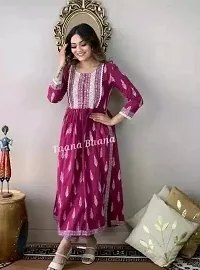 Women Printed Ethnic Dress Kurta Purple-thumb2