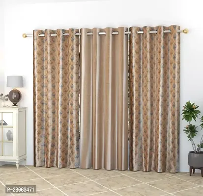 Stylish Coffee Polyester Printed Door Curtains Pack Of 3-thumb0
