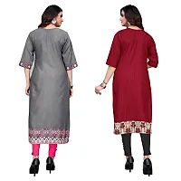 Fulavti Women's Kurti Grey Beauty and Redline (Combo Pack of 2)-thumb1