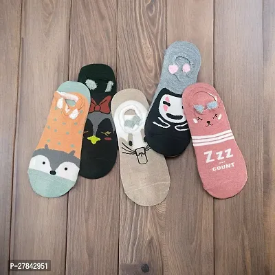Pack of 5 Women Cotton Socks (Random Designs and Colors)