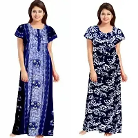 Pack Of 2 Cotton Printed Nighty For Women
