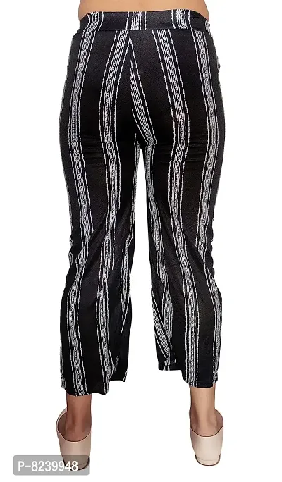 zebaya Girls's Regular Fit Palazzo Trouser Pants (Waist Size 28 to 30). Black  White Striped mid-Rise Parallel Trousers, has a Slip-on Closure, Two Pockets, Waist tie-up.-thumb4