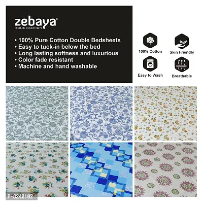 zebaya Home Pure Cotton 200TC Bedsheets for Single Bed. (Size 60X90 Inch) with Pillow Cover (Multicolor (a)-thumb4