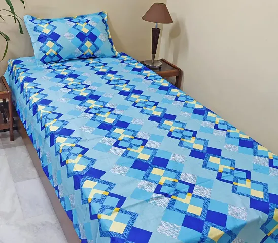 zebaya Home Pure Cotton 200TC Bedsheets for Single Bed. (Size 60X90 Inch) with Pillow Cover