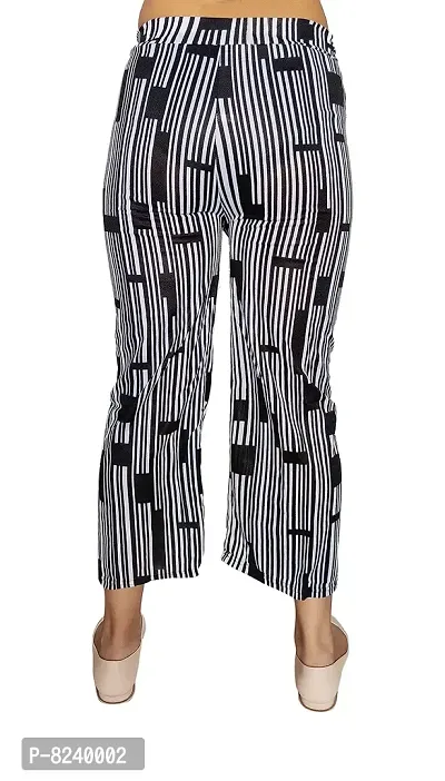 zebaya Girls's Regular Fit Palazzo (Waist Size 28 to 30) Black  White Striped mid-Rise Parallel Trousers, has a Slip-on Closure, Waist tie-up  Two Pockets-thumb5