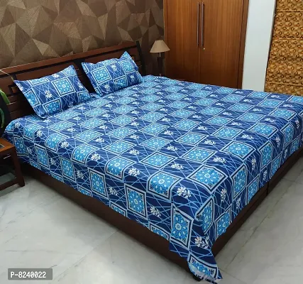 zebaya Home Pure Cotton 200TC Printed Bedsheet for Double Bed. (Size 90X100 Inch) with 2 Pillow Cover (Multicolor F)