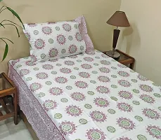 zebaya Home Pure Cotton 200TC Bedsheets for Single Bed. (Size 60X90 Inch) with Pillow Cover (Multicolor (b)-thumb1