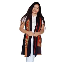 ZEBAYA 100% Acrylic Maroon & Golden Jaquard Stole for Ladies (Size: 27 Inches x 72 Inches) for Winter-thumb2