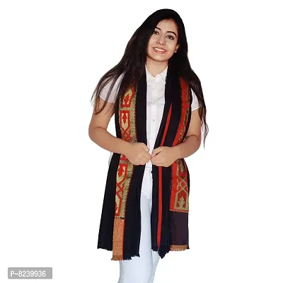 ZEBAYA 100% Acrylic Maroon & Golden Jaquard Stole for Ladies (Size: 27 Inches x 72 Inches) for Winter-thumb3