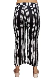 zebaya Women's Regular Fit Palazzo (Waist Size 28 to 30) Black  White Striped mid-Rise Parallel Trousers, has a Slip-on Closure, Two Pockets, Waist tie-up.-thumb3
