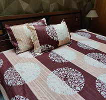 zebaya Home Pure Cotton 200TC Printed Bedsheet for Double Bed. (Size 90X100 Inch) with 2 Pillow Cover (Multicolor H)-thumb2