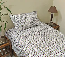 zebaya Home Pure Cotton 200TC Bedsheets for Single Bed. (Size 60X90 Inch) with Pillow Cover (Multicolor (a)-thumb1